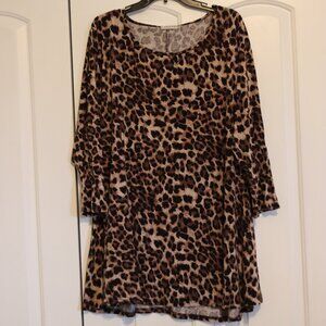 Larace Women's Leopard Print Swing Tunic Sz 5X Rayon/Spandex Blend